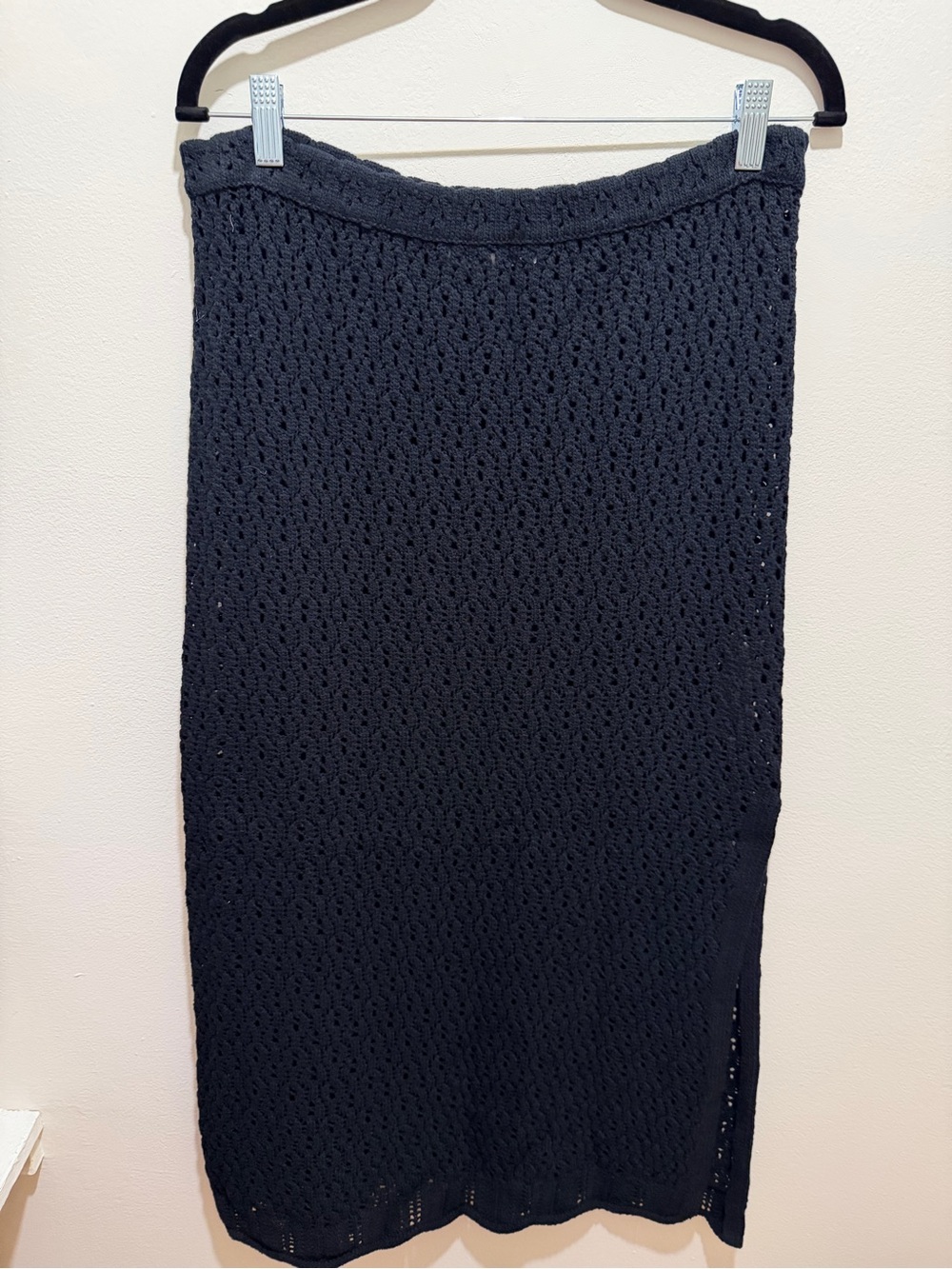 Zara Black Crochet Midi Skirt